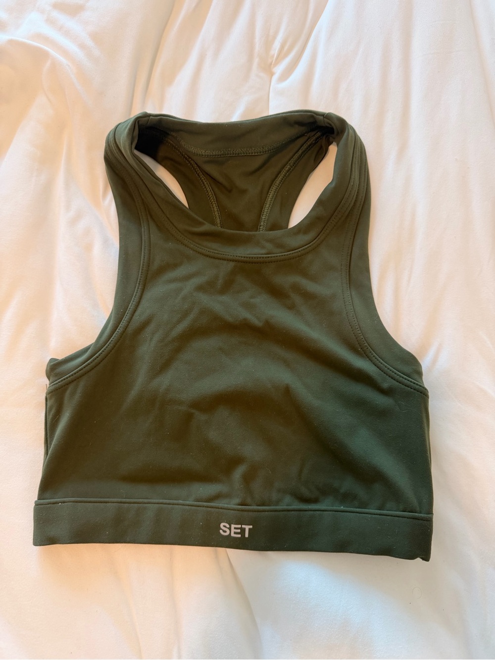 SET Active Deep Olive Green Racerback Sports Bra